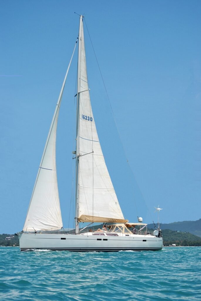 Group of friends on a tour excursion on the luxury sailboat Aello Yachting in Koh Samui, Angthong National marine Park, Koh Phangan, Koh Tan and Koh Madsum, in southern Thailand.